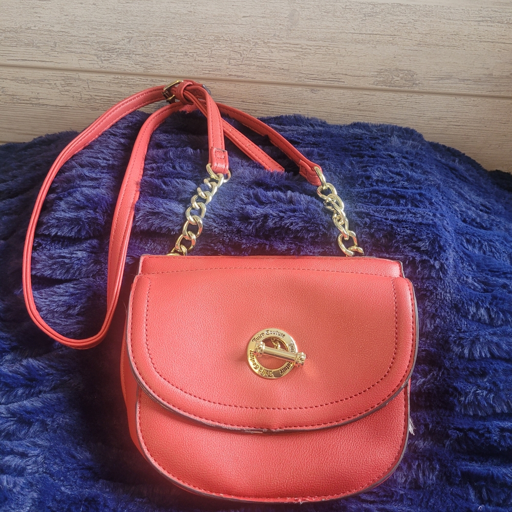Juicy Couture Coral Crossbody Bag Gold Chain *TLC Needed